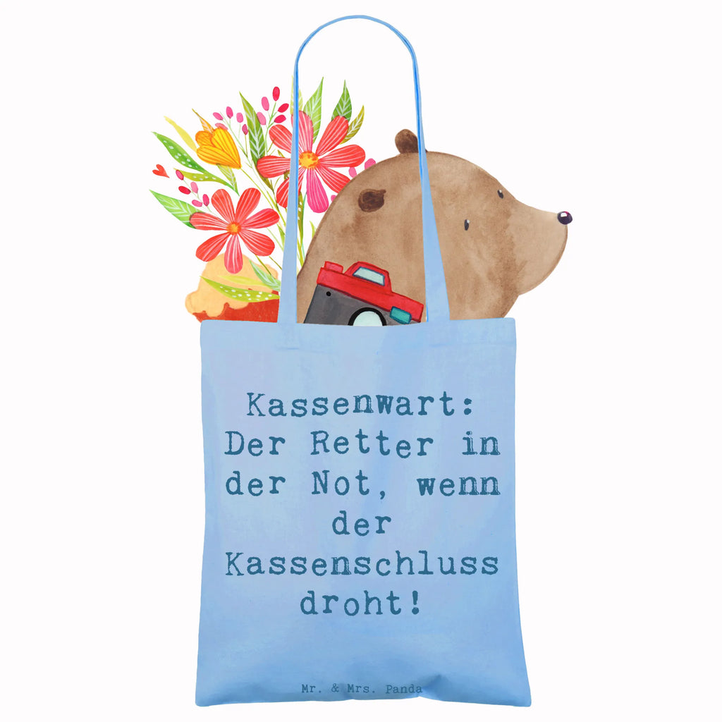 Tote bag Saying Kassenwart: Der Retter in der Not, wenn der Kassenschluss droht! Einkaufstüte, Stoffbeutel, Stofftasche, Tragetasche, Shopper, Umhängetasche, Tasche, Jutetasche, Beutel, Badetasche, Einkaufstasche, Schultertasche, Laptoptasche, Beuteltasche, Jutebeutel, Strandtasche, Beruf, Ausbildung, Jubiläum, Abschied, Rente, Kollege, Kollegin, Geschenk, Schenken, Arbeitskollege, Mitarbeiter, Firma, Danke, Dankeschön
