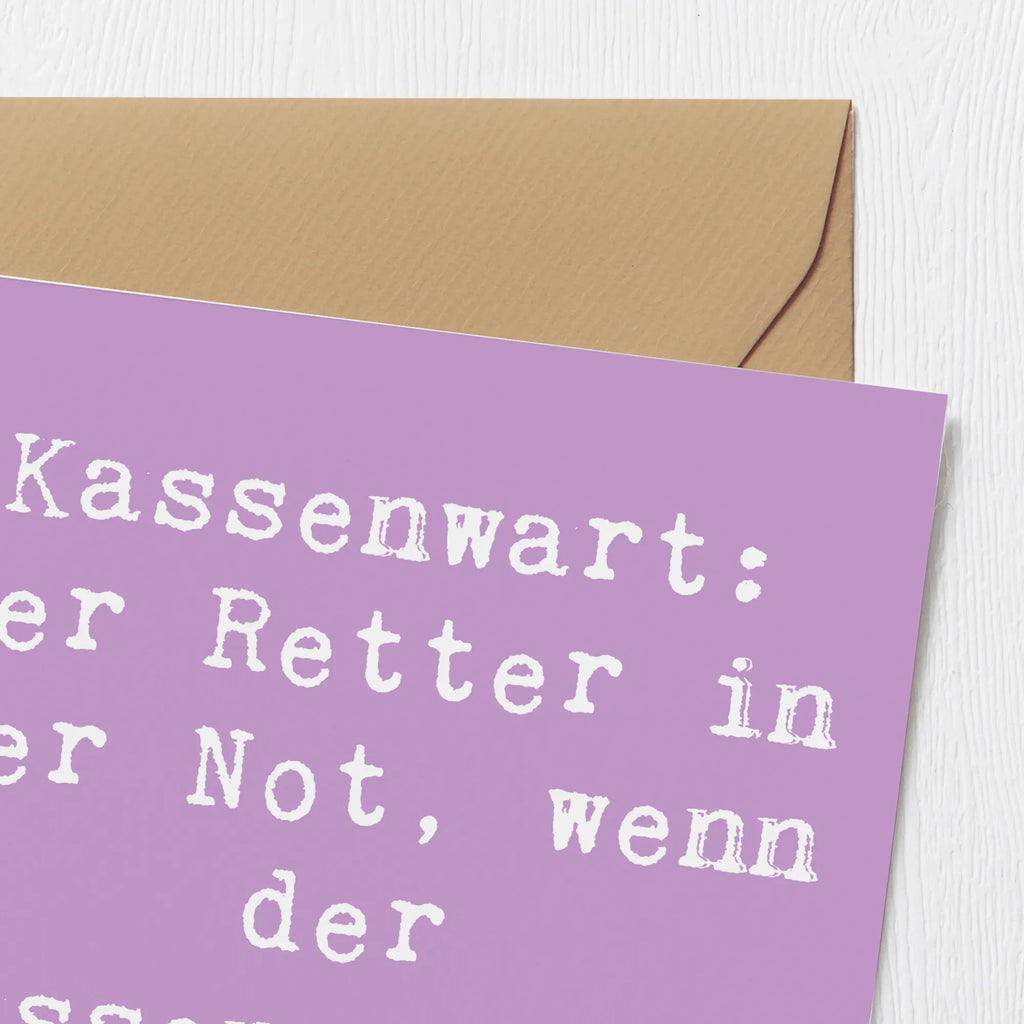Deluxe Card Saying Kassenwart: Der Retter in der Not, wenn der Kassenschluss droht! Karte, Geburtstagskarte, Grußkarte, Klappkarte, Hochwertige Grußkarte, Hochzeitskarte, Glückwunschkarte, Hochwertige Klappkarte, Einladungskarte, Beruf, Ausbildung, Jubiläum, Abschied, Rente, Kollege, Kollegin, Geschenk, Schenken, Arbeitskollege, Mitarbeiter, Firma, Danke, Dankeschön