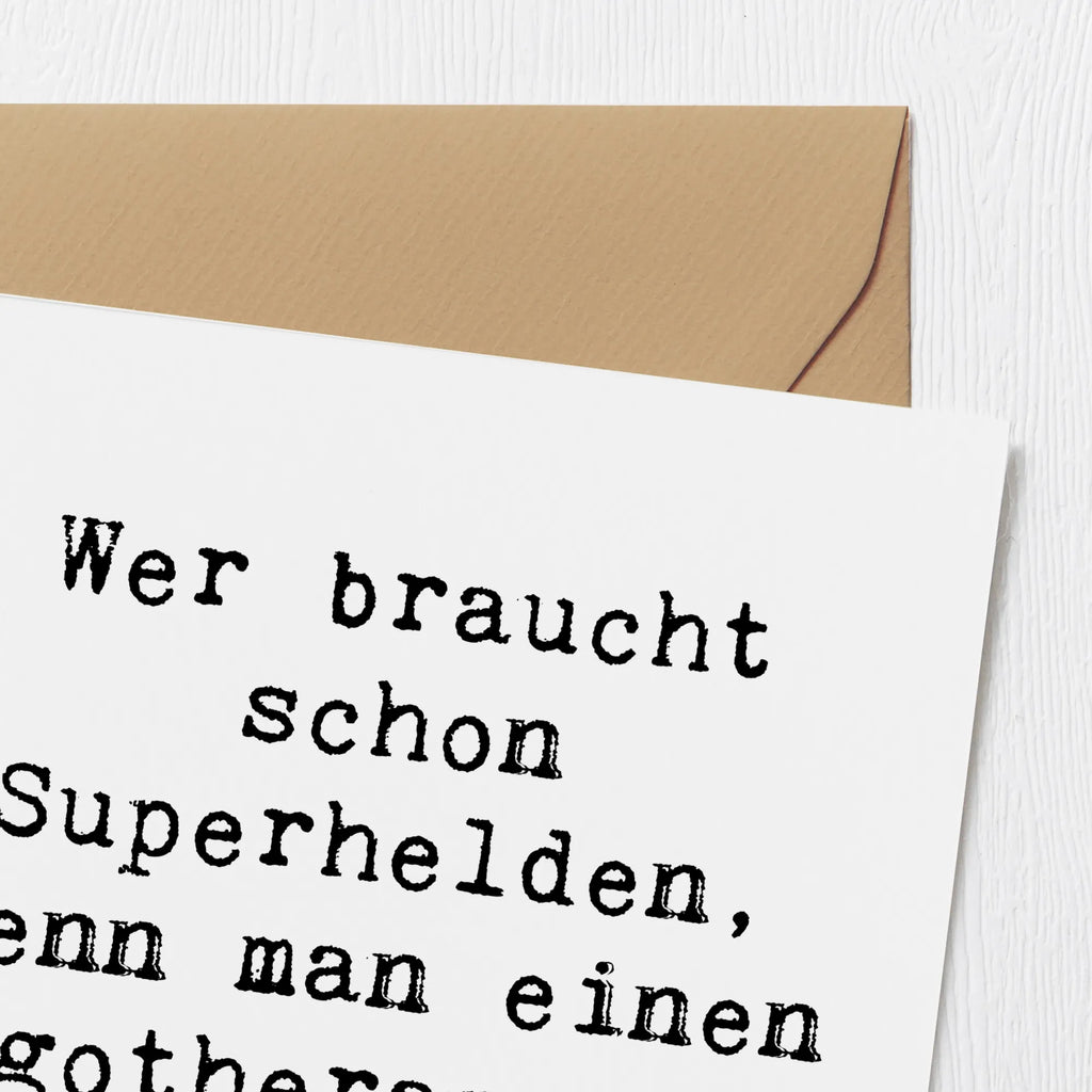 Deluxe Card Saying Wer braucht schon Superhelden, wenn man einen Ergotherapeuten hat? Glückwunschkarte, Klappkarte, Hochzeitskarte, Grußkarte, Hochwertige Klappkarte, Hochwertige Grußkarte, Einladungskarte, Karte, Geburtstagskarte, Beruf, Ausbildung, Jubiläum, Abschied, Rente, Kollege, Kollegin, Geschenk, Schenken, Arbeitskollege, Mitarbeiter, Firma, Danke, Dankeschön