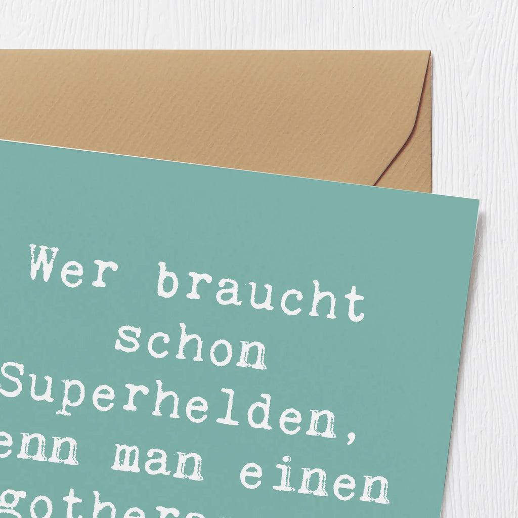 Deluxe Card Saying Wer braucht schon Superhelden, wenn man einen Ergotherapeuten hat? Glückwunschkarte, Klappkarte, Hochzeitskarte, Grußkarte, Hochwertige Klappkarte, Hochwertige Grußkarte, Einladungskarte, Karte, Geburtstagskarte, Beruf, Ausbildung, Jubiläum, Abschied, Rente, Kollege, Kollegin, Geschenk, Schenken, Arbeitskollege, Mitarbeiter, Firma, Danke, Dankeschön