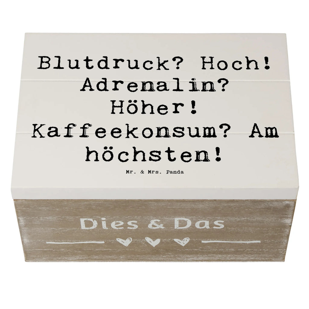 Wooden chest Saying Blutdruck? Hoch! Adrenalin? Höher! Kaffeekonsum? Am höchsten! Erinnerungsbox, Holzkiste, XXL, Geschenkdose, Truhe, Schatulle, Schatzkiste, Geschenkbox, Kiste, Dekokiste, Erinnerungskiste, Aufbewahrungsbox, Beruf, Ausbildung, Jubiläum, Abschied, Rente, Kollege, Kollegin, Geschenk, Schenken, Arbeitskollege, Mitarbeiter, Firma, Danke, Dankeschön