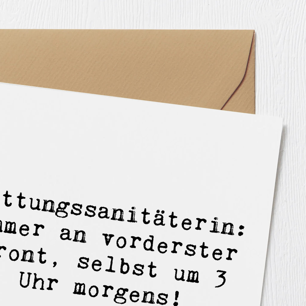 Deluxe Card Saying Rettungssanitäterin: Immer an vorderster Front, selbst um 3 Uhr morgens! Grußkarte, Hochzeitskarte, Karte, Klappkarte, Einladungskarte, Hochwertige Grußkarte, Geburtstagskarte, Hochwertige Klappkarte, Glückwunschkarte, Beruf, Ausbildung, Jubiläum, Abschied, Rente, Kollege, Kollegin, Geschenk, Schenken, Arbeitskollege, Mitarbeiter, Firma, Danke, Dankeschön