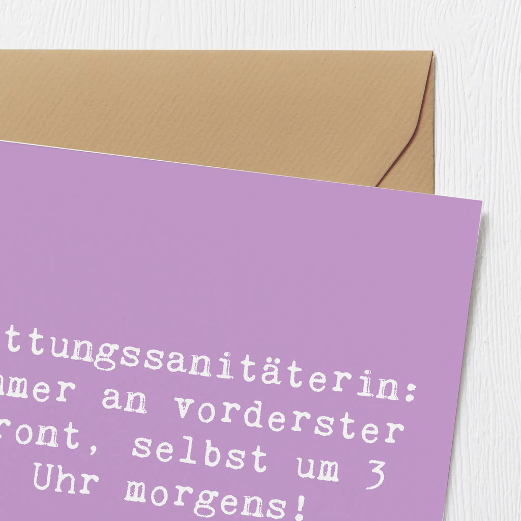 Deluxe Card Saying Rettungssanitäterin: Immer an vorderster Front, selbst um 3 Uhr morgens! Grußkarte, Hochzeitskarte, Karte, Klappkarte, Einladungskarte, Hochwertige Grußkarte, Geburtstagskarte, Hochwertige Klappkarte, Glückwunschkarte, Beruf, Ausbildung, Jubiläum, Abschied, Rente, Kollege, Kollegin, Geschenk, Schenken, Arbeitskollege, Mitarbeiter, Firma, Danke, Dankeschön