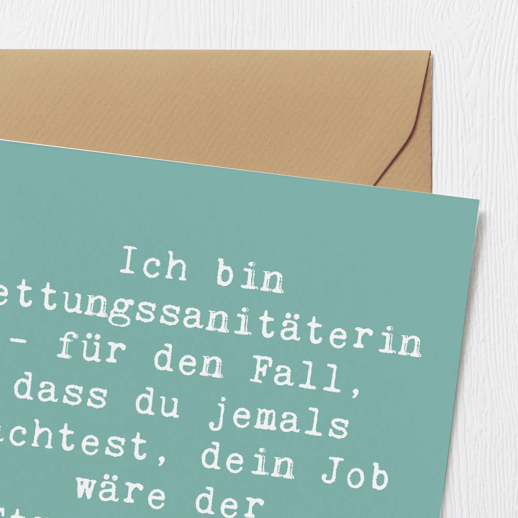 Deluxe Card Saying Ich bin Rettungssanitäterin - für den Fall, dass du jemals dachtest, dein Job wäre der Stressigste der Welt. Karte, Glückwunschkarte, Hochzeitskarte, Geburtstagskarte, Einladungskarte, Klappkarte, Hochwertige Grußkarte, Grußkarte, Hochwertige Klappkarte, Beruf, Ausbildung, Jubiläum, Abschied, Rente, Kollege, Kollegin, Geschenk, Schenken, Arbeitskollege, Mitarbeiter, Firma, Danke, Dankeschön