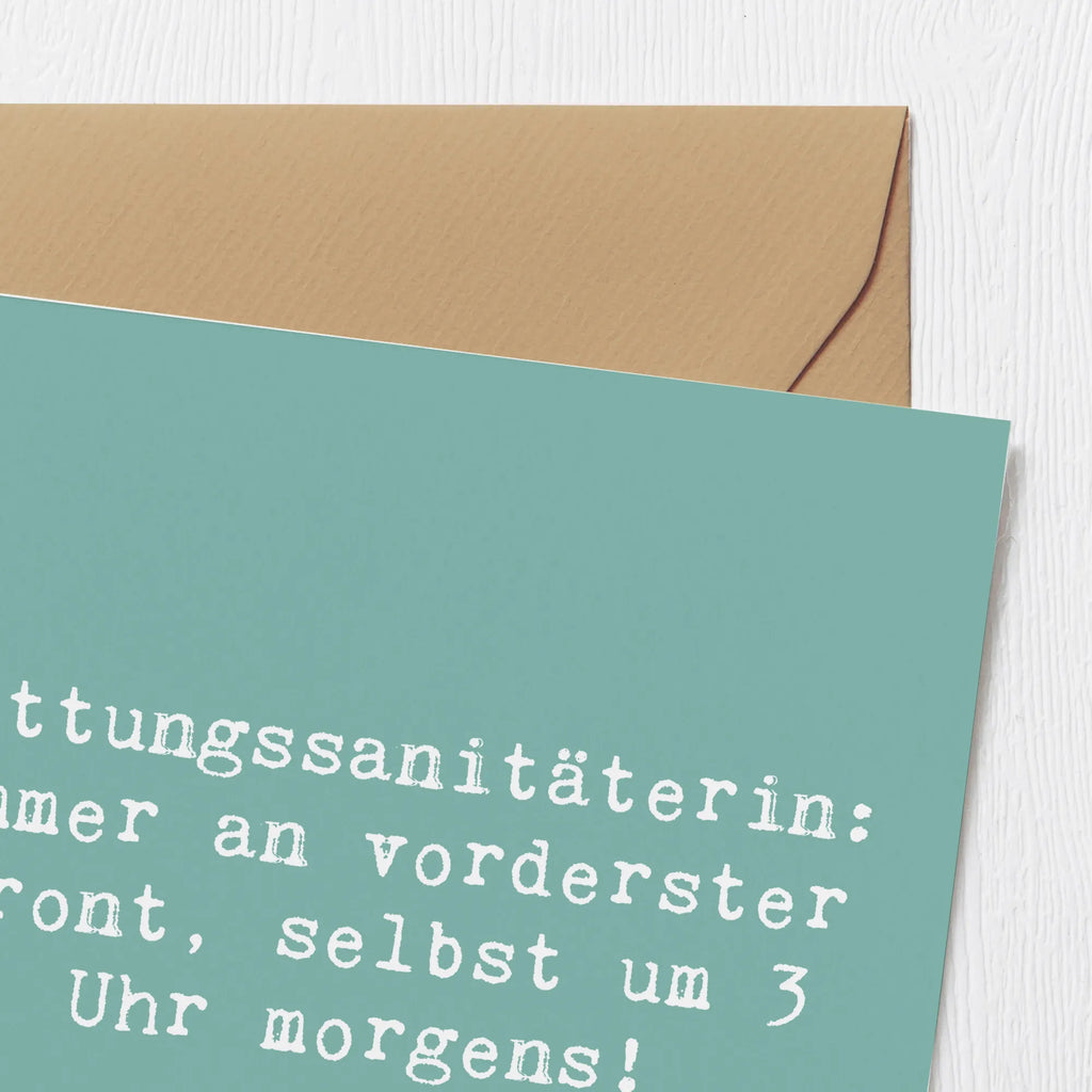 Deluxe Card Saying Rettungssanitäterin: Immer an vorderster Front, selbst um 3 Uhr morgens! Grußkarte, Hochzeitskarte, Karte, Klappkarte, Einladungskarte, Hochwertige Grußkarte, Geburtstagskarte, Hochwertige Klappkarte, Glückwunschkarte, Beruf, Ausbildung, Jubiläum, Abschied, Rente, Kollege, Kollegin, Geschenk, Schenken, Arbeitskollege, Mitarbeiter, Firma, Danke, Dankeschön