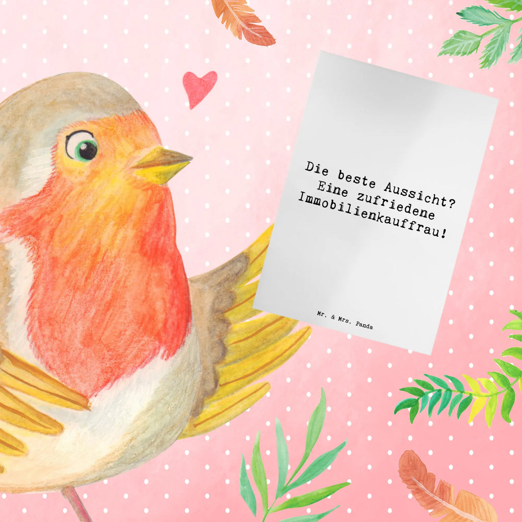 Grußkarte Spruch Die beste Aussicht? Eine zufriedene Immobilienkauffrau! Grußkarte, Ansichtskarten, Karte, Einladungskarte, Klappkarte, Glückwunschkarte, Hochzeitskarte, Geburtstagskarte, Beruf, Ausbildung, Jubiläum, Abschied, Rente, Kollege, Kollegin, Geschenk, Schenken, Arbeitskollege, Mitarbeiter, Firma, Danke, Dankeschön