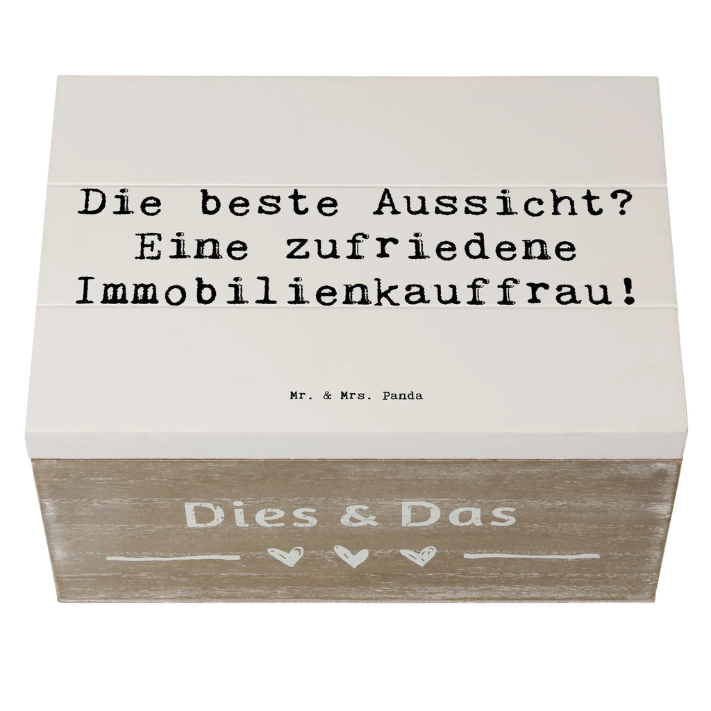Wooden chest Saying Die beste Aussicht? Eine zufriedene Immobilienkauffrau! Erinnerungsbox, Geschenkdose, XXL, Holzkiste, Geschenkbox, Schatulle, Schatzkiste, Truhe, Kiste, Dekokiste, Aufbewahrungsbox, Erinnerungskiste, Beruf, Ausbildung, Jubiläum, Abschied, Rente, Kollege, Kollegin, Geschenk, Schenken, Arbeitskollege, Mitarbeiter, Firma, Danke, Dankeschön