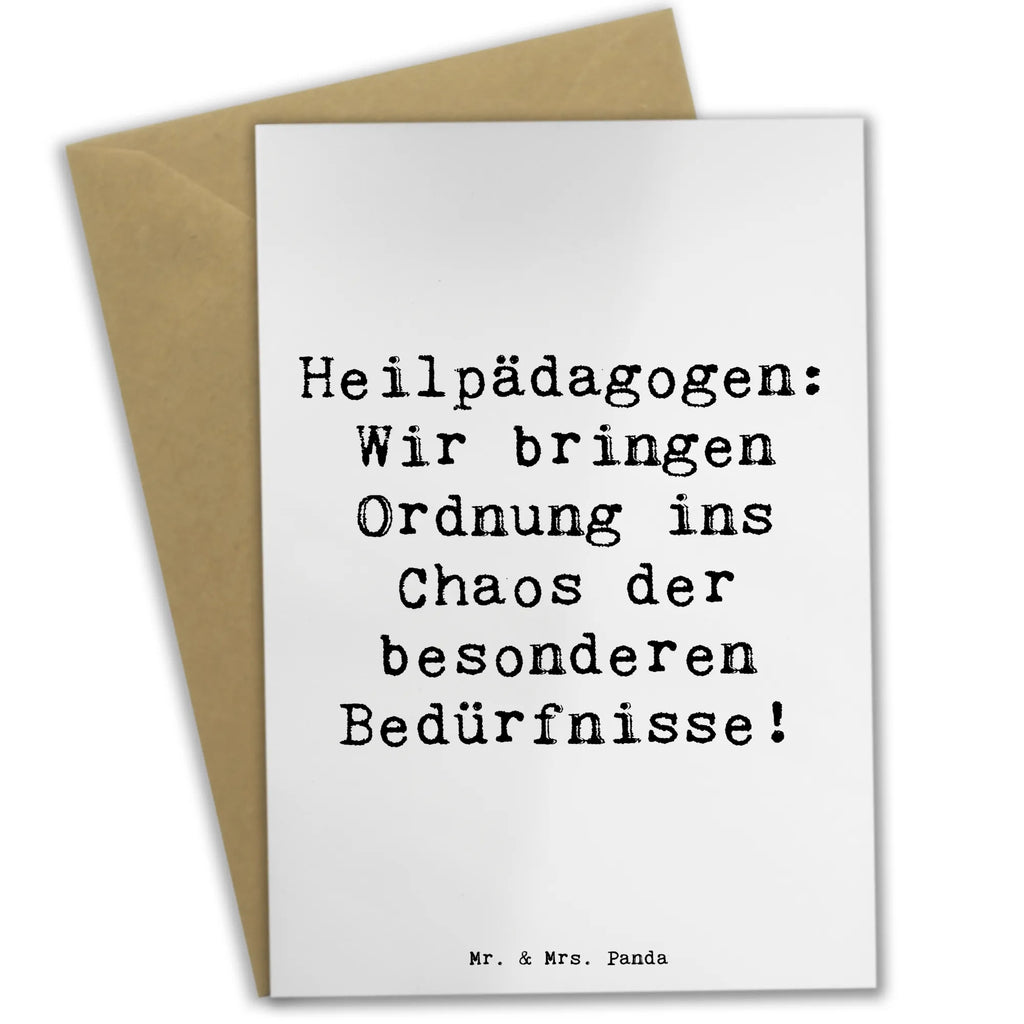 Greetings card Saying Heilpädagogen: Wir bringen Ordnung ins Chaos der besonderen Bedürfnisse! Hochzeitskarte, Ansichtskarten, Karte, Geburtstagskarte, Grußkarte, Klappkarte, Einladungskarte, Glückwunschkarte, Beruf, Ausbildung, Jubiläum, Abschied, Rente, Kollege, Kollegin, Geschenk, Schenken, Arbeitskollege, Mitarbeiter, Firma, Danke, Dankeschön