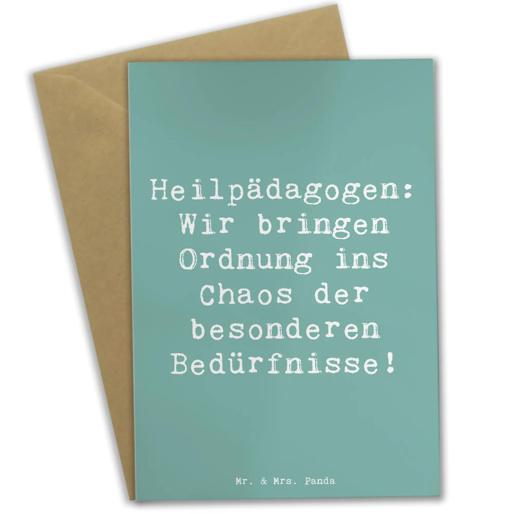 Greetings card Saying Heilpädagogen: Wir bringen Ordnung ins Chaos der besonderen Bedürfnisse! Hochzeitskarte, Ansichtskarten, Karte, Geburtstagskarte, Grußkarte, Klappkarte, Einladungskarte, Glückwunschkarte, Beruf, Ausbildung, Jubiläum, Abschied, Rente, Kollege, Kollegin, Geschenk, Schenken, Arbeitskollege, Mitarbeiter, Firma, Danke, Dankeschön