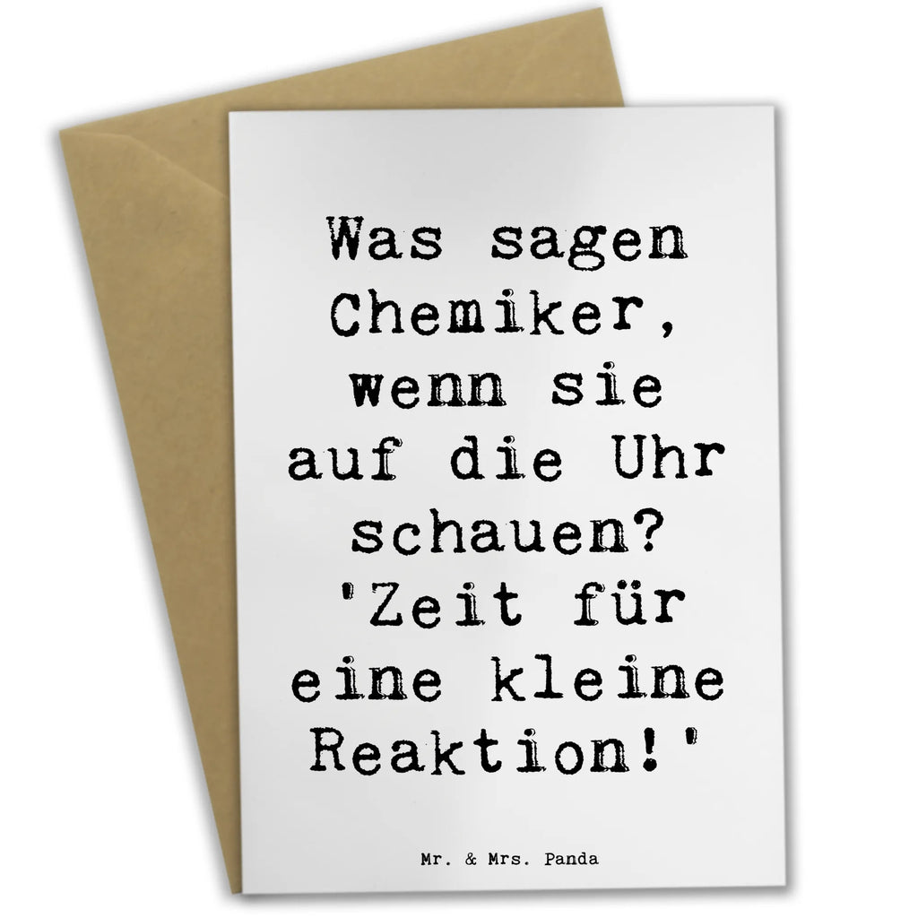 Greetings card Saying Was sagen Chemiker, wenn sie auf die Uhr schauen? 'Zeit für eine kleine Reaktion!' Ansichtskarten, Grußkarte, Karte, Hochzeitskarte, Klappkarte, Glückwunschkarte, Geburtstagskarte, Einladungskarte, Beruf, Ausbildung, Jubiläum, Abschied, Rente, Kollege, Kollegin, Geschenk, Schenken, Arbeitskollege, Mitarbeiter, Firma, Danke, Dankeschön