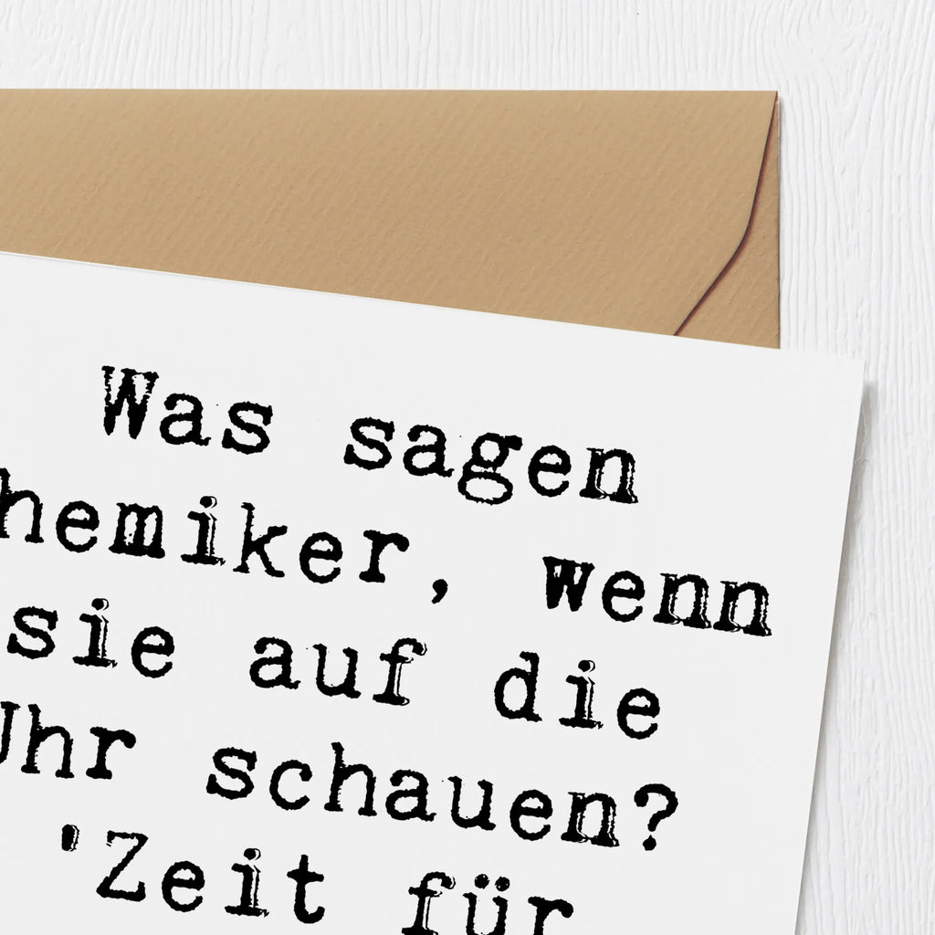 Deluxe Card Saying Was sagen Chemiker, wenn sie auf die Uhr schauen? 'Zeit für eine kleine Reaktion!' Karte, Grußkarte, Hochwertige Klappkarte, Glückwunschkarte, Klappkarte, Einladungskarte, Hochzeitskarte, Geburtstagskarte, Hochwertige Grußkarte, Beruf, Ausbildung, Jubiläum, Abschied, Rente, Kollege, Kollegin, Geschenk, Schenken, Arbeitskollege, Mitarbeiter, Firma, Danke, Dankeschön