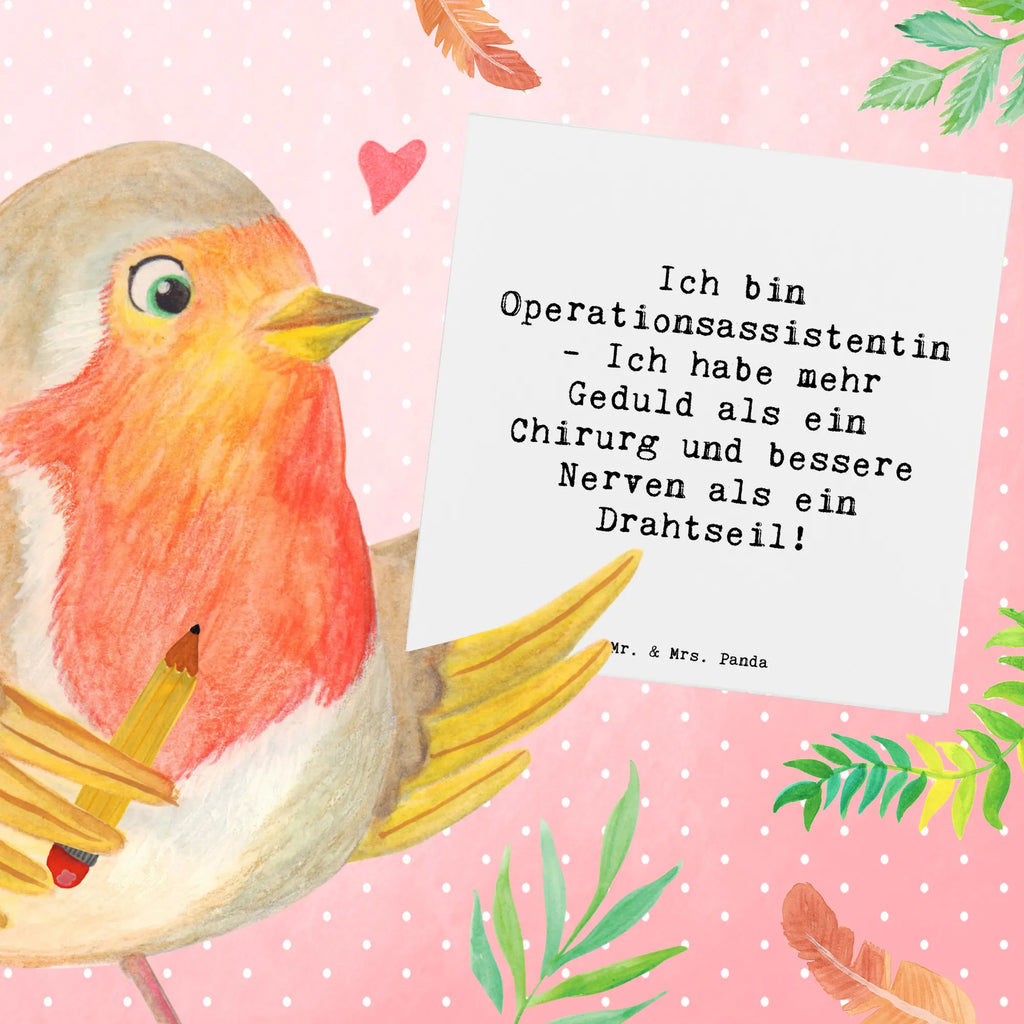 Deluxe Card Saying Ich bin Operationsassistentin - Ich habe mehr Geduld als ein Chirurg und bessere Nerven als ein Drahtseil! Hochzeitskarte, Einladungskarte, Grußkarte, Geburtstagskarte, Glückwunschkarte, Hochwertige Grußkarte, Hochwertige Klappkarte, Klappkarte, Karte, Beruf, Ausbildung, Jubiläum, Abschied, Rente, Kollege, Kollegin, Geschenk, Schenken, Arbeitskollege, Mitarbeiter, Firma, Danke, Dankeschön