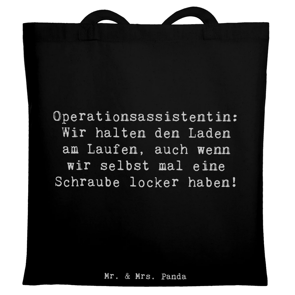 Tote bag Saying Operationsassistentin: Wir halten den Laden am Laufen, auch wenn wir selbst mal eine Schraube locker haben! Beuteltasche, Beutel, Einkaufstasche, Jutebeutel, Stoffbeutel, Tasche, Shopper, Umhängetasche, Strandtasche, Schultertasche, Stofftasche, Tragetasche, Badetasche, Jutetasche, Einkaufstüte, Laptoptasche, Beruf, Ausbildung, Jubiläum, Abschied, Rente, Kollege, Kollegin, Geschenk, Schenken, Arbeitskollege, Mitarbeiter, Firma, Danke, Dankeschön