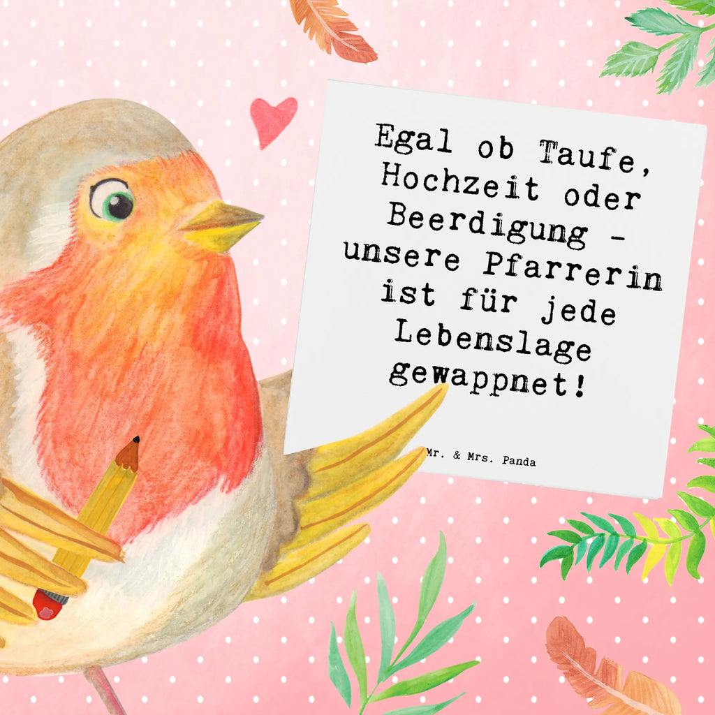 Deluxe Card Saying Egal ob Taufe, Hochzeit oder Beerdigung - unsere Pfarrerin ist für jede Lebenslage gewappnet! Karte, Geburtstagskarte, Einladungskarte, Hochzeitskarte, Hochwertige Grußkarte, Klappkarte, Glückwunschkarte, Hochwertige Klappkarte, Grußkarte, Beruf, Ausbildung, Jubiläum, Abschied, Rente, Kollege, Kollegin, Geschenk, Schenken, Arbeitskollege, Mitarbeiter, Firma, Danke, Dankeschön