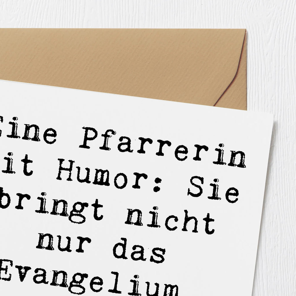 Deluxe Card Saying Eine Pfarrerin mit Humor: Sie bringt nicht nur das Evangelium, sondern auch die Lacher! Hochwertige Grußkarte, Karte, Glückwunschkarte, Hochwertige Klappkarte, Geburtstagskarte, Hochzeitskarte, Klappkarte, Einladungskarte, Grußkarte, Beruf, Ausbildung, Jubiläum, Abschied, Rente, Kollege, Kollegin, Geschenk, Schenken, Arbeitskollege, Mitarbeiter, Firma, Danke, Dankeschön