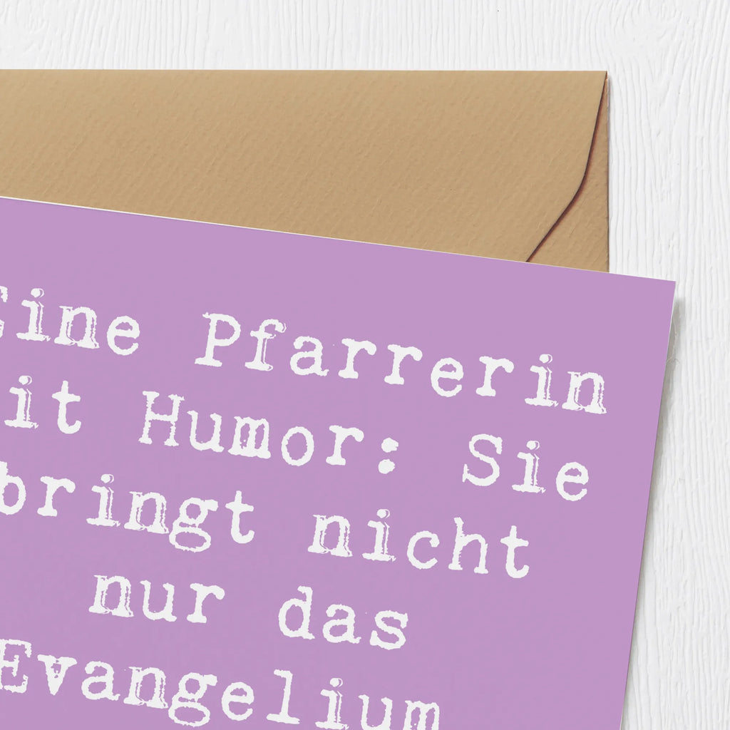 Deluxe Card Saying Eine Pfarrerin mit Humor: Sie bringt nicht nur das Evangelium, sondern auch die Lacher! Hochwertige Grußkarte, Karte, Glückwunschkarte, Hochwertige Klappkarte, Geburtstagskarte, Hochzeitskarte, Klappkarte, Einladungskarte, Grußkarte, Beruf, Ausbildung, Jubiläum, Abschied, Rente, Kollege, Kollegin, Geschenk, Schenken, Arbeitskollege, Mitarbeiter, Firma, Danke, Dankeschön