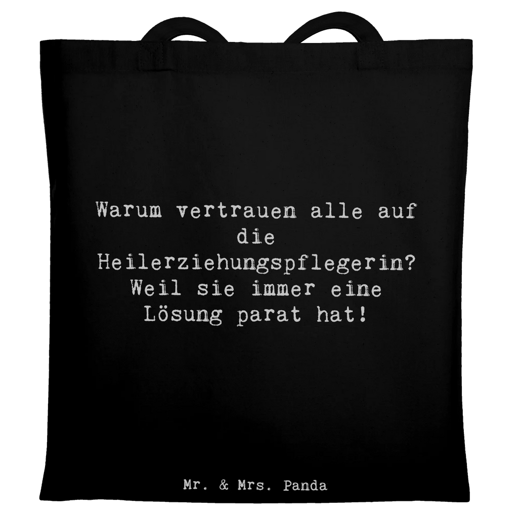 Tote bag Saying Warum vertrauen alle auf die Heilerziehungspflegerin? Weil sie immer eine Lösung parat hat! Einkaufstasche, Laptoptasche, Shopper, Schultertasche, Tasche, Jutebeutel, Umhängetasche, Beuteltasche, Jutetasche, Badetasche, Stoffbeutel, Strandtasche, Stofftasche, Einkaufstüte, Tragetasche, Beutel, Beruf, Ausbildung, Jubiläum, Abschied, Rente, Kollege, Kollegin, Geschenk, Schenken, Arbeitskollege, Mitarbeiter, Firma, Danke, Dankeschön