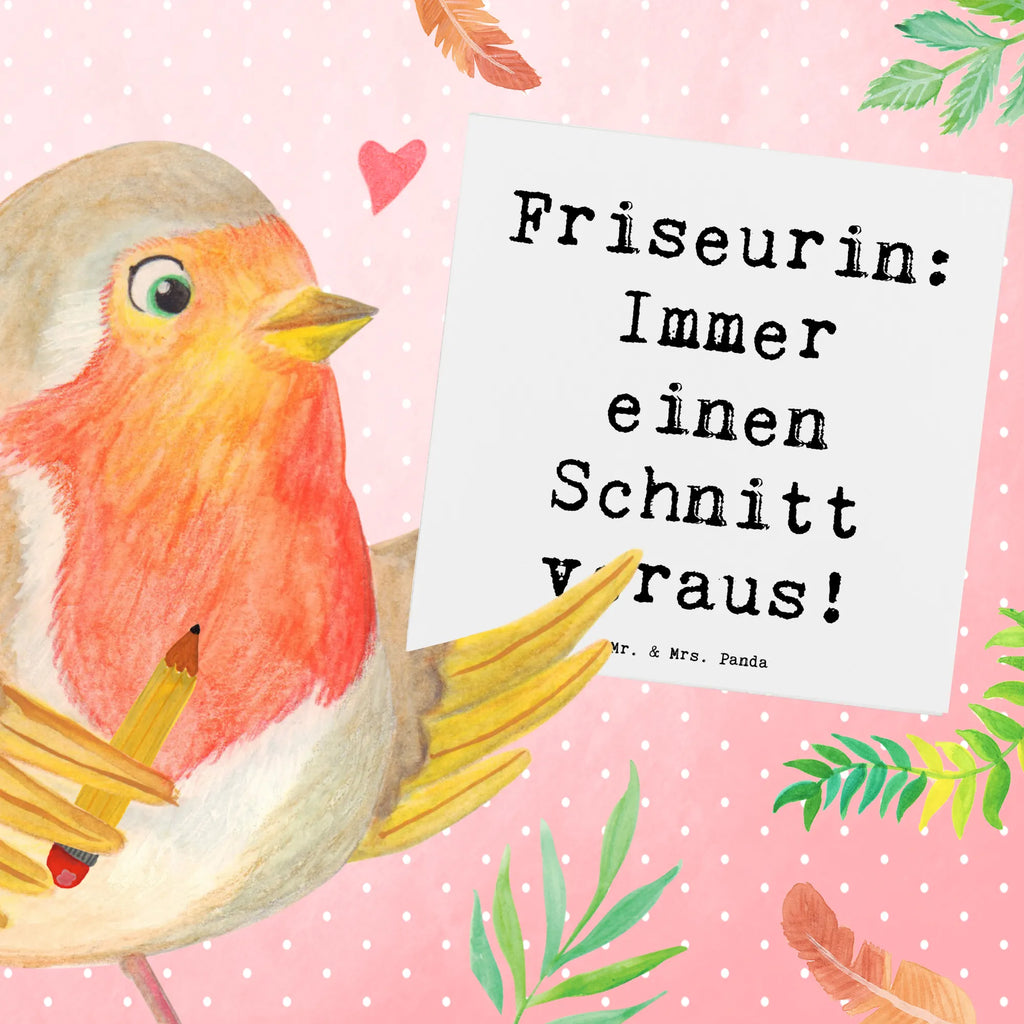 Deluxe Card Saying Friseurin: Immer einen Schnitt voraus! Einladungskarte, Klappkarte, Hochwertige Klappkarte, Grußkarte, Karte, Hochwertige Grußkarte, Glückwunschkarte, Hochzeitskarte, Geburtstagskarte, Beruf, Ausbildung, Jubiläum, Abschied, Rente, Kollege, Kollegin, Geschenk, Schenken, Arbeitskollege, Mitarbeiter, Firma, Danke, Dankeschön