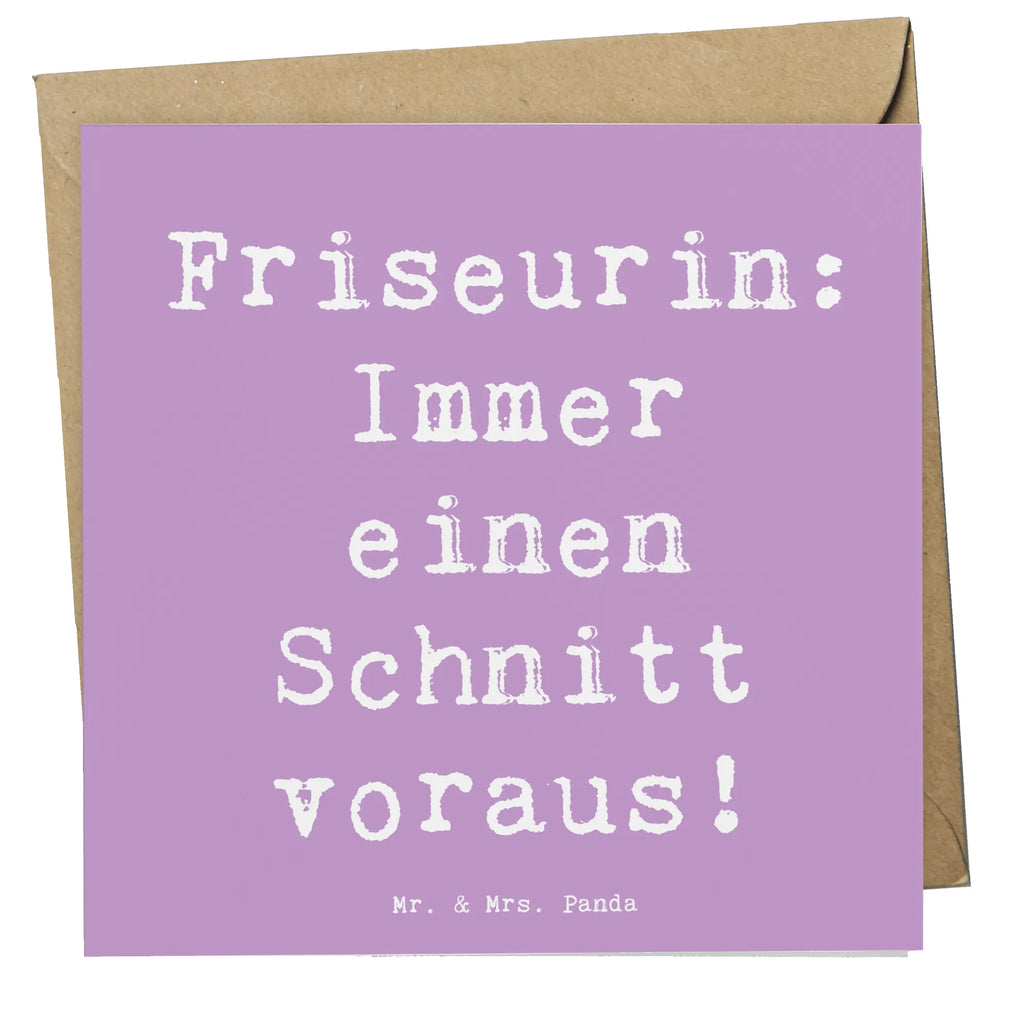 Deluxe Card Saying Friseurin: Immer einen Schnitt voraus! Einladungskarte, Klappkarte, Hochwertige Klappkarte, Grußkarte, Karte, Hochwertige Grußkarte, Glückwunschkarte, Hochzeitskarte, Geburtstagskarte, Beruf, Ausbildung, Jubiläum, Abschied, Rente, Kollege, Kollegin, Geschenk, Schenken, Arbeitskollege, Mitarbeiter, Firma, Danke, Dankeschön