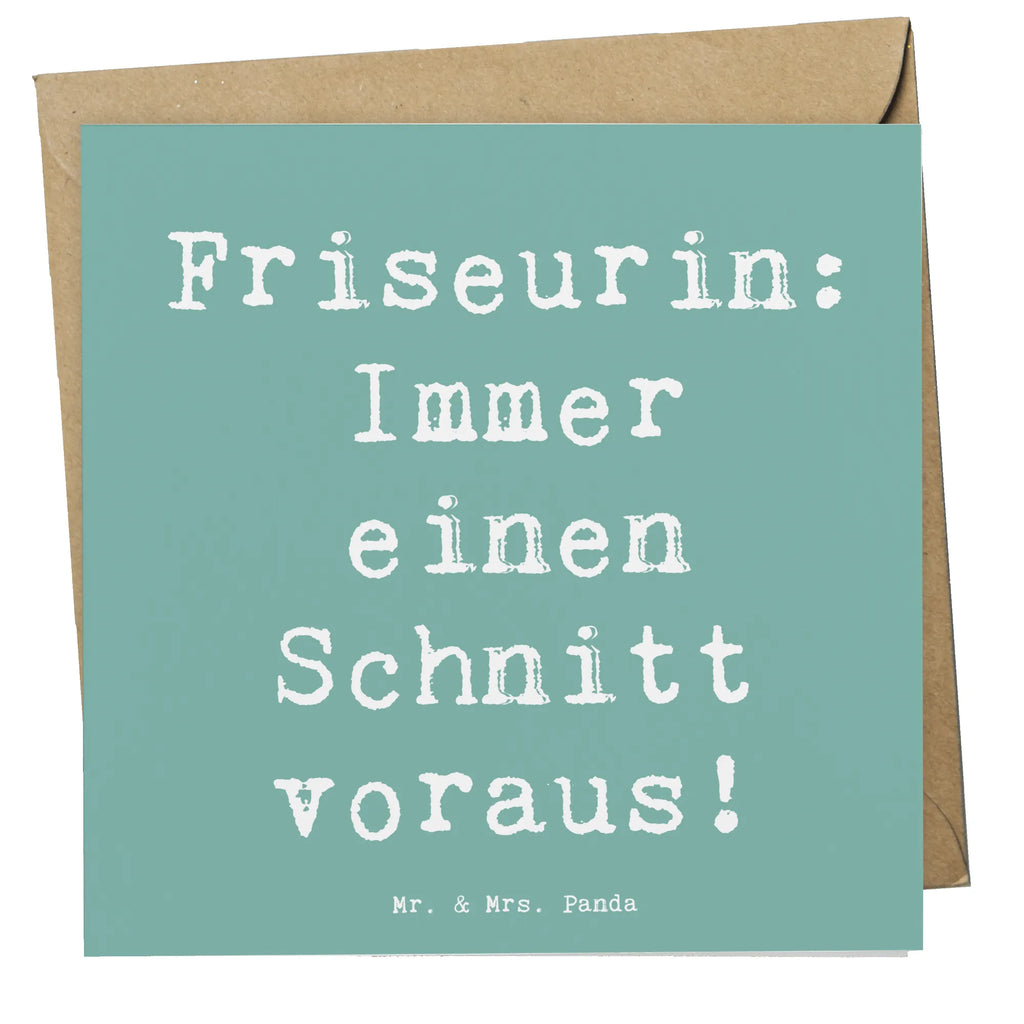 Deluxe Card Saying Friseurin: Immer einen Schnitt voraus! Einladungskarte, Klappkarte, Hochwertige Klappkarte, Grußkarte, Karte, Hochwertige Grußkarte, Glückwunschkarte, Hochzeitskarte, Geburtstagskarte, Beruf, Ausbildung, Jubiläum, Abschied, Rente, Kollege, Kollegin, Geschenk, Schenken, Arbeitskollege, Mitarbeiter, Firma, Danke, Dankeschön