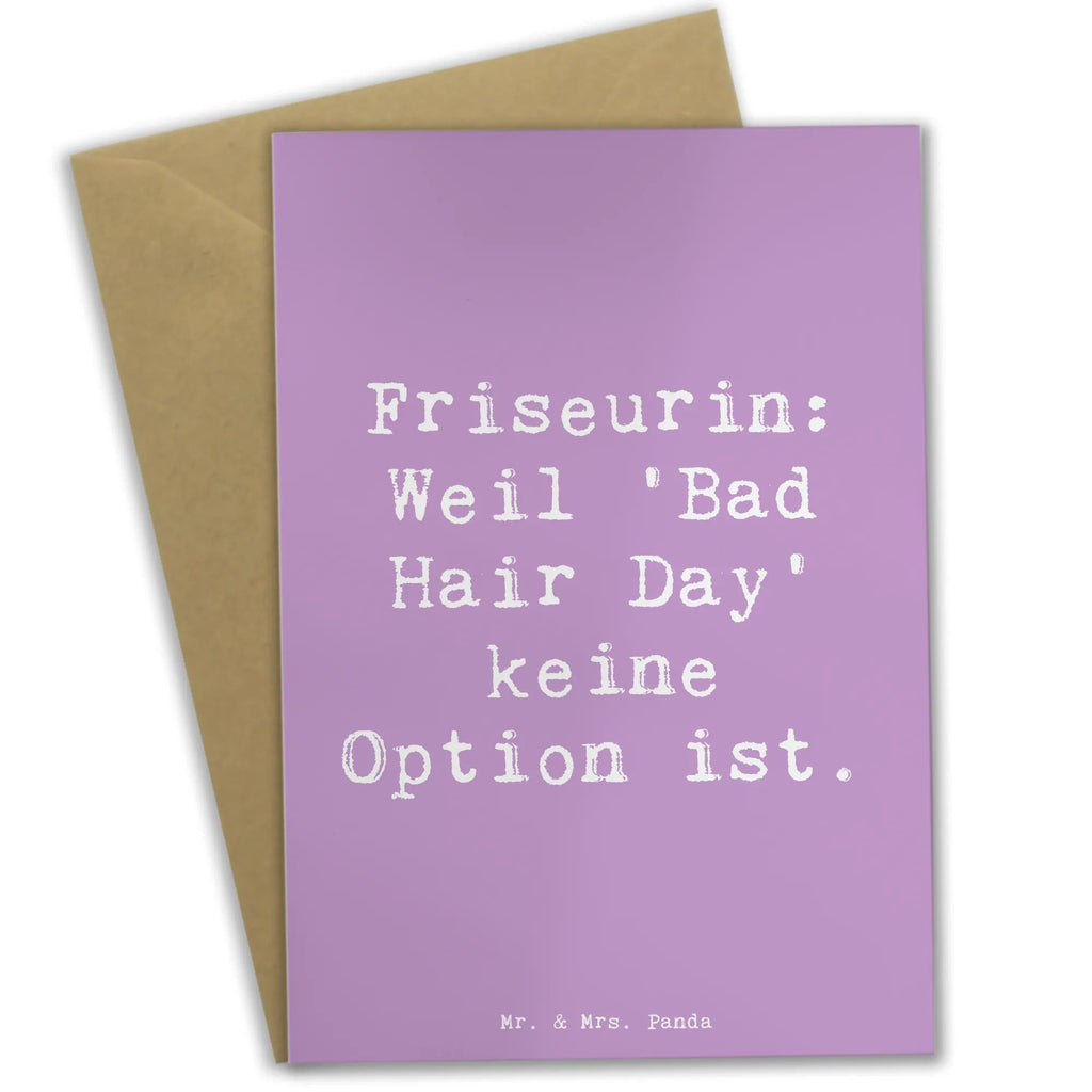 Greetings card Saying Friseurin: Weil 'Bad Hair Day' keine Option ist. Karte, Geburtstagskarte, Glückwunschkarte, Hochzeitskarte, Klappkarte, Einladungskarte, Grußkarte, Ansichtskarten, Beruf, Ausbildung, Jubiläum, Abschied, Rente, Kollege, Kollegin, Geschenk, Schenken, Arbeitskollege, Mitarbeiter, Firma, Danke, Dankeschön