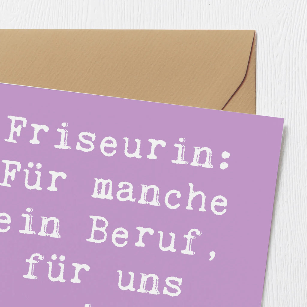 Deluxe Card Saying Friseurin: Für manche ein Beruf, für uns eine Berufung! Hochwertige Klappkarte, Glückwunschkarte, Einladungskarte, Klappkarte, Hochwertige Grußkarte, Geburtstagskarte, Grußkarte, Karte, Hochzeitskarte, Beruf, Ausbildung, Jubiläum, Abschied, Rente, Kollege, Kollegin, Geschenk, Schenken, Arbeitskollege, Mitarbeiter, Firma, Danke, Dankeschön