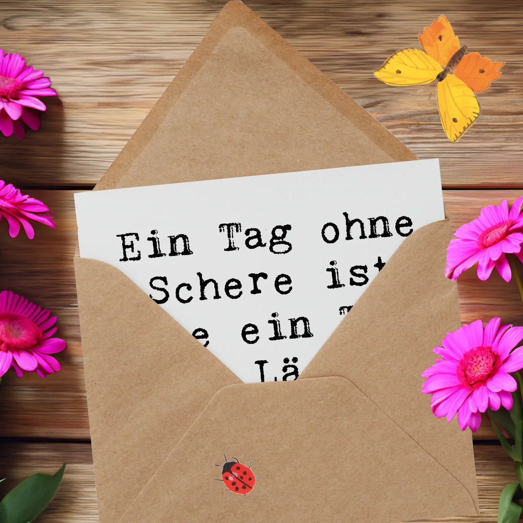 Deluxe Card Saying Ein Tag ohne Schere ist wie ein Tag ohne Lächeln - sagt jede Friseurin! Klappkarte, Glückwunschkarte, Einladungskarte, Geburtstagskarte, Karte, Hochwertige Grußkarte, Hochwertige Klappkarte, Hochzeitskarte, Grußkarte, Beruf, Ausbildung, Jubiläum, Abschied, Rente, Kollege, Kollegin, Geschenk, Schenken, Arbeitskollege, Mitarbeiter, Firma, Danke, Dankeschön