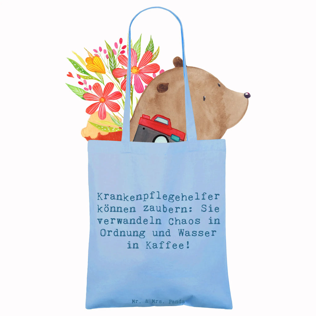 Tote bag Saying Krankenpflegehelfer können zaubern: Sie verwandeln Chaos in Ordnung und Wasser in Kaffee! Einkaufstasche, Tragetasche, Tasche, Einkaufstüte, Jutetasche, Schultertasche, Stoffbeutel, Beuteltasche, Jutebeutel, Strandtasche, Shopper, Beutel, Stofftasche, Umhängetasche, Laptoptasche, Badetasche, Beruf, Ausbildung, Jubiläum, Abschied, Rente, Kollege, Kollegin, Geschenk, Schenken, Arbeitskollege, Mitarbeiter, Firma, Danke, Dankeschön