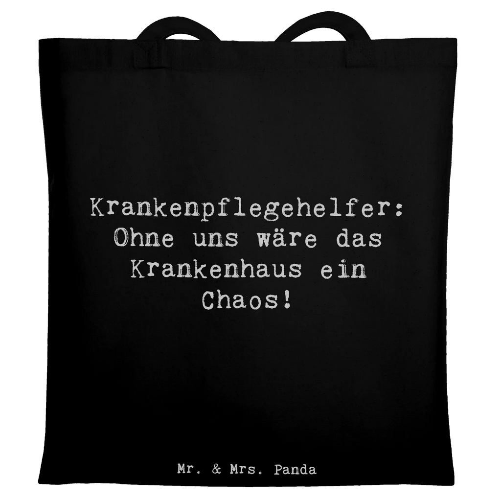 Tote bag Saying Krankenpflegehelfer: Ohne uns wäre das Krankenhaus ein Chaos! Shopper, Tragetasche, Stofftasche, Stoffbeutel, Jutetasche, Schultertasche, Badetasche, Einkaufstüte, Strandtasche, Einkaufstasche, Laptoptasche, Umhängetasche, Beuteltasche, Jutebeutel, Beutel, Tasche, Beruf, Ausbildung, Jubiläum, Abschied, Rente, Kollege, Kollegin, Geschenk, Schenken, Arbeitskollege, Mitarbeiter, Firma, Danke, Dankeschön