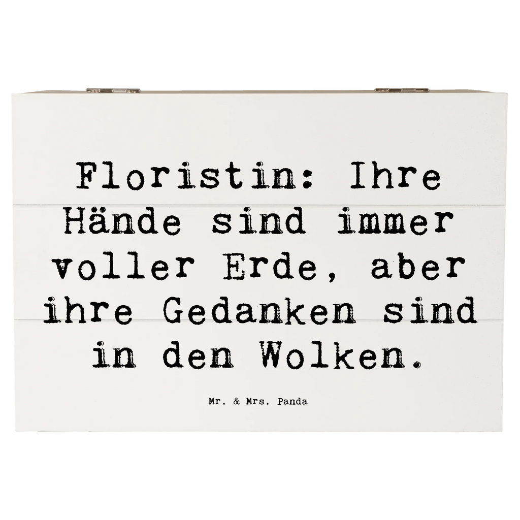 Wooden chest Saying Floristin: Ihre Hände sind immer voller Erde, aber ihre Gedanken sind in den Wolken. Aufbewahrungsbox, Schatzkiste, Dekokiste, Truhe, Schatulle, Erinnerungskiste, Erinnerungsbox, Geschenkbox, XXL, Kiste, Holzkiste, Geschenkdose, Beruf, Ausbildung, Jubiläum, Abschied, Rente, Kollege, Kollegin, Geschenk, Schenken, Arbeitskollege, Mitarbeiter, Firma, Danke, Dankeschön