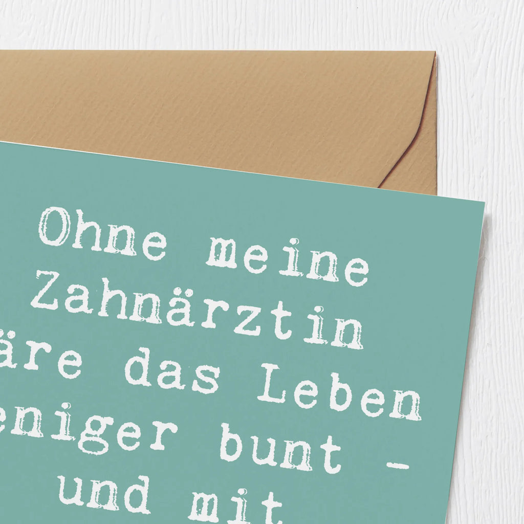 Deluxe Card Saying Ohne meine Zahnärztin wäre das Leben weniger bunt - und mit weniger Zähnen im Mund. Glückwunschkarte, Hochwertige Klappkarte, Karte, Hochwertige Grußkarte, Hochzeitskarte, Grußkarte, Geburtstagskarte, Einladungskarte, Klappkarte, Beruf, Ausbildung, Jubiläum, Abschied, Rente, Kollege, Kollegin, Geschenk, Schenken, Arbeitskollege, Mitarbeiter, Firma, Danke, Dankeschön