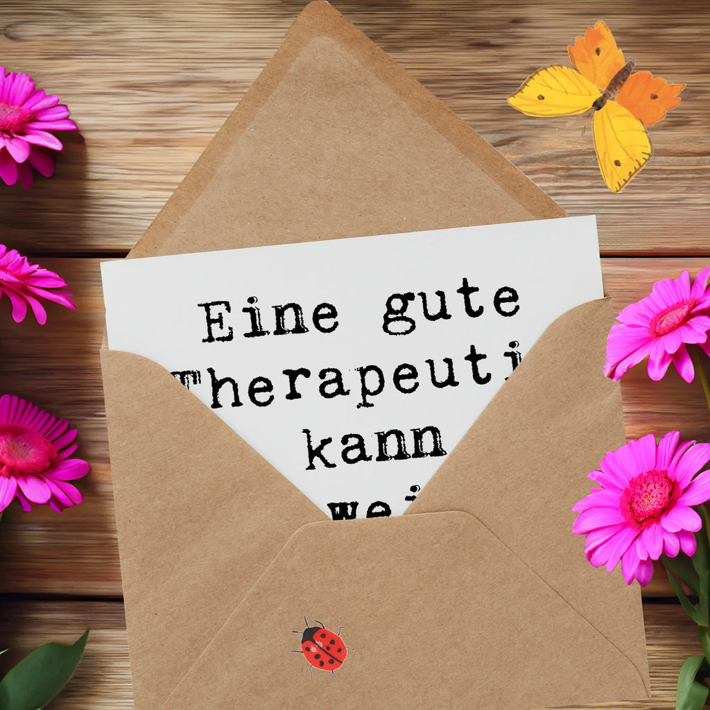 Deluxe Card Saying Eine gute Therapeutin kann Schweigen deuten wie ein Buch. Glückwunschkarte, Karte, Hochwertige Klappkarte, Hochwertige Grußkarte, Einladungskarte, Grußkarte, Klappkarte, Hochzeitskarte, Geburtstagskarte, Beruf, Ausbildung, Jubiläum, Abschied, Rente, Kollege, Kollegin, Geschenk, Schenken, Arbeitskollege, Mitarbeiter, Firma, Danke, Dankeschön