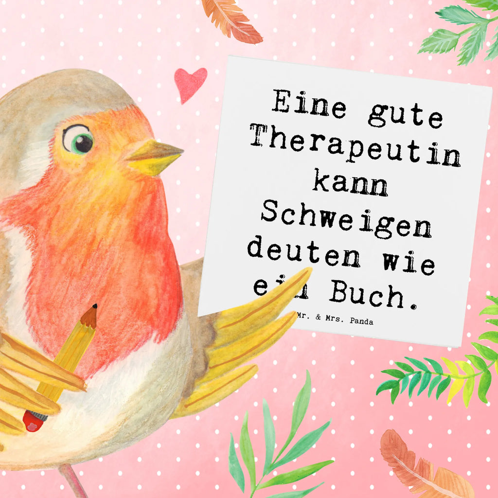 Deluxe Card Saying Eine gute Therapeutin kann Schweigen deuten wie ein Buch. Glückwunschkarte, Karte, Hochwertige Klappkarte, Hochwertige Grußkarte, Einladungskarte, Grußkarte, Klappkarte, Hochzeitskarte, Geburtstagskarte, Beruf, Ausbildung, Jubiläum, Abschied, Rente, Kollege, Kollegin, Geschenk, Schenken, Arbeitskollege, Mitarbeiter, Firma, Danke, Dankeschön