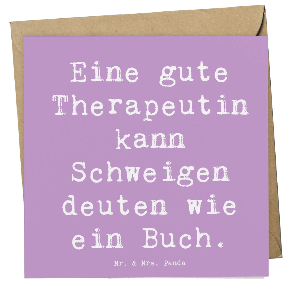 Deluxe Card Saying Eine gute Therapeutin kann Schweigen deuten wie ein Buch. Glückwunschkarte, Karte, Hochwertige Klappkarte, Hochwertige Grußkarte, Einladungskarte, Grußkarte, Klappkarte, Hochzeitskarte, Geburtstagskarte, Beruf, Ausbildung, Jubiläum, Abschied, Rente, Kollege, Kollegin, Geschenk, Schenken, Arbeitskollege, Mitarbeiter, Firma, Danke, Dankeschön
