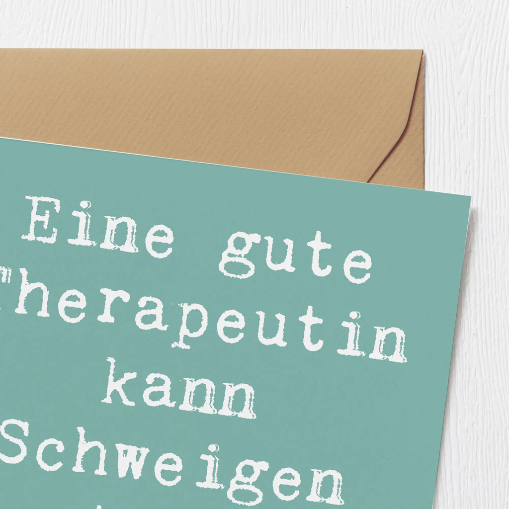 Deluxe Card Saying Eine gute Therapeutin kann Schweigen deuten wie ein Buch. Glückwunschkarte, Karte, Hochwertige Klappkarte, Hochwertige Grußkarte, Einladungskarte, Grußkarte, Klappkarte, Hochzeitskarte, Geburtstagskarte, Beruf, Ausbildung, Jubiläum, Abschied, Rente, Kollege, Kollegin, Geschenk, Schenken, Arbeitskollege, Mitarbeiter, Firma, Danke, Dankeschön