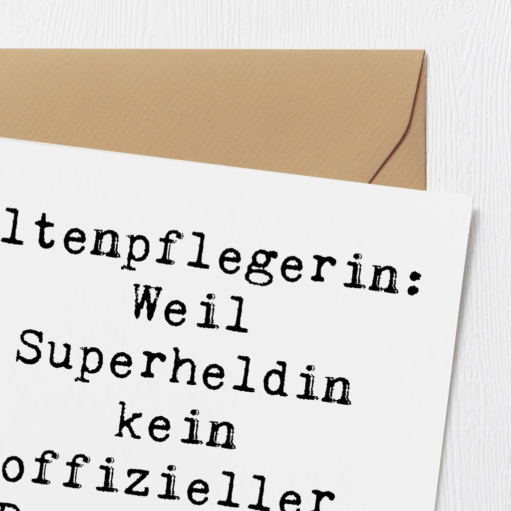 Deluxe Karte Spruch Altenpflegerin Superheld doppelkarte, Glückwunschkarte, Grußkarte, faltkarte, Klappkarte, Geschenk, Schenken, Jubiläum, Danke, Dankeschön, Beruf, Ausbildung, Abschied, Rente, Kollege, Kollegin, Arbeitskollege, Mitarbeiter, Firma