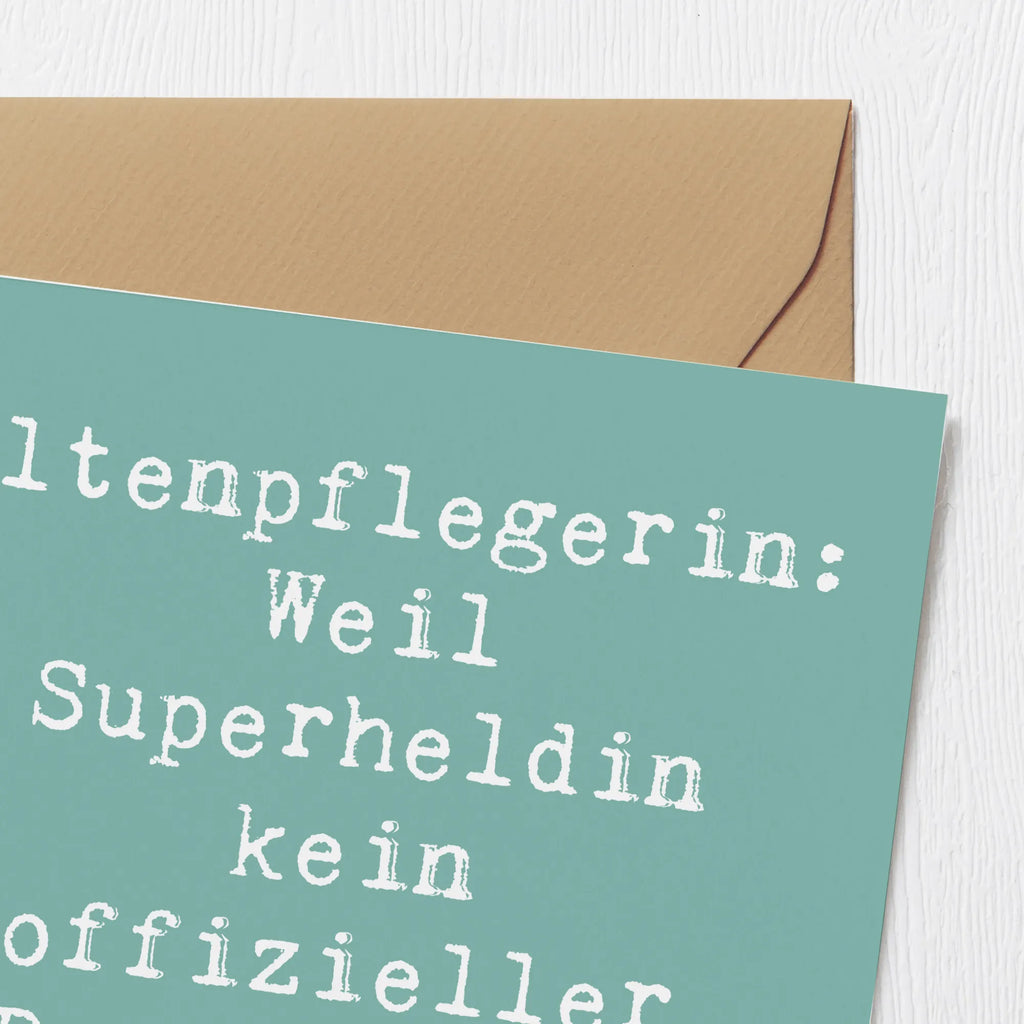 Deluxe Karte Spruch Altenpflegerin Superheld doppelkarte, Glückwunschkarte, Grußkarte, faltkarte, Klappkarte, Geschenk, Schenken, Jubiläum, Danke, Dankeschön, Beruf, Ausbildung, Abschied, Rente, Kollege, Kollegin, Arbeitskollege, Mitarbeiter, Firma