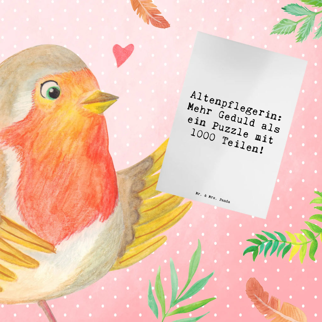 Greetings card Saying Altenpflegerin: Mehr Geduld als ein Puzzle mit 1000 Teilen! Geburtstagskarte, Hochzeitskarte, Karte, Grußkarte, Glückwunschkarte, Ansichtskarten, Klappkarte, Einladungskarte, Beruf, Ausbildung, Jubiläum, Abschied, Rente, Kollege, Kollegin, Geschenk, Schenken, Arbeitskollege, Mitarbeiter, Firma, Danke, Dankeschön