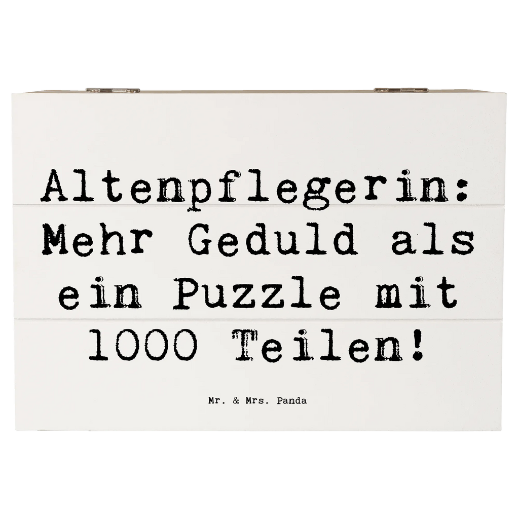 Wooden chest Saying Altenpflegerin: Mehr Geduld als ein Puzzle mit 1000 Teilen! Dekokiste, Geschenkdose, Schatzkiste, Erinnerungskiste, Aufbewahrungsbox, XXL, Erinnerungsbox, Geschenkbox, Truhe, Schatulle, Holzkiste, Kiste, Beruf, Ausbildung, Jubiläum, Abschied, Rente, Kollege, Kollegin, Geschenk, Schenken, Arbeitskollege, Mitarbeiter, Firma, Danke, Dankeschön