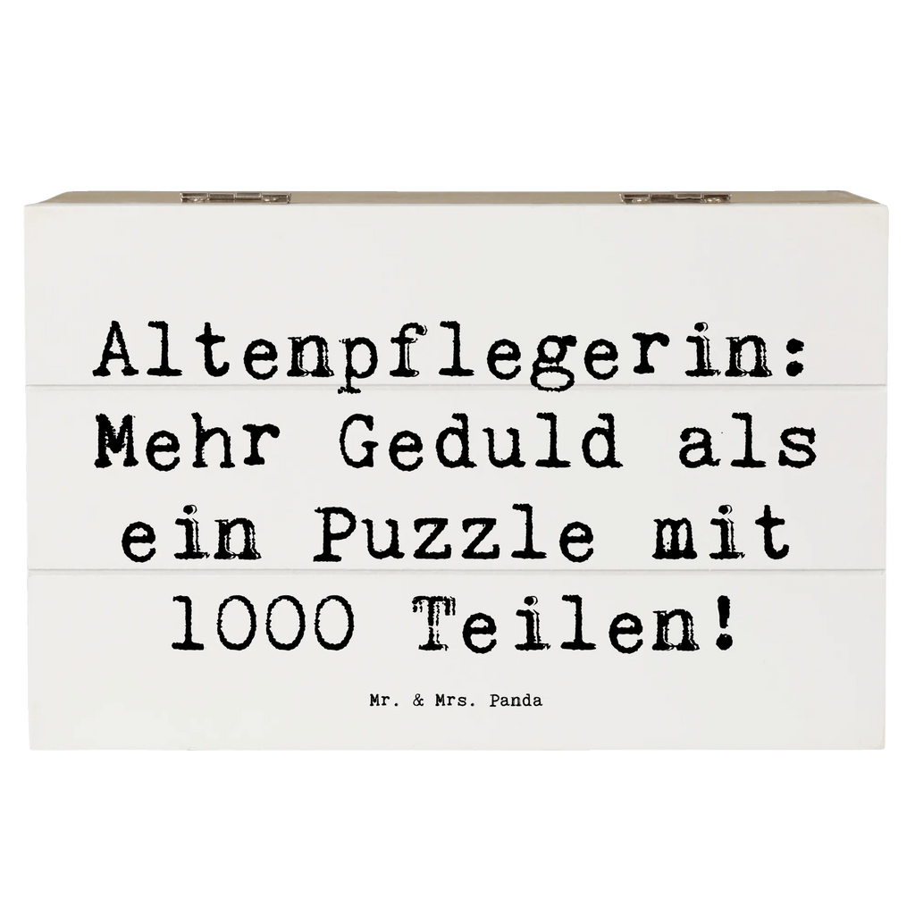 Wooden chest Saying Altenpflegerin: Mehr Geduld als ein Puzzle mit 1000 Teilen! Dekokiste, Geschenkdose, Schatzkiste, Erinnerungskiste, Aufbewahrungsbox, XXL, Erinnerungsbox, Geschenkbox, Truhe, Schatulle, Holzkiste, Kiste, Beruf, Ausbildung, Jubiläum, Abschied, Rente, Kollege, Kollegin, Geschenk, Schenken, Arbeitskollege, Mitarbeiter, Firma, Danke, Dankeschön