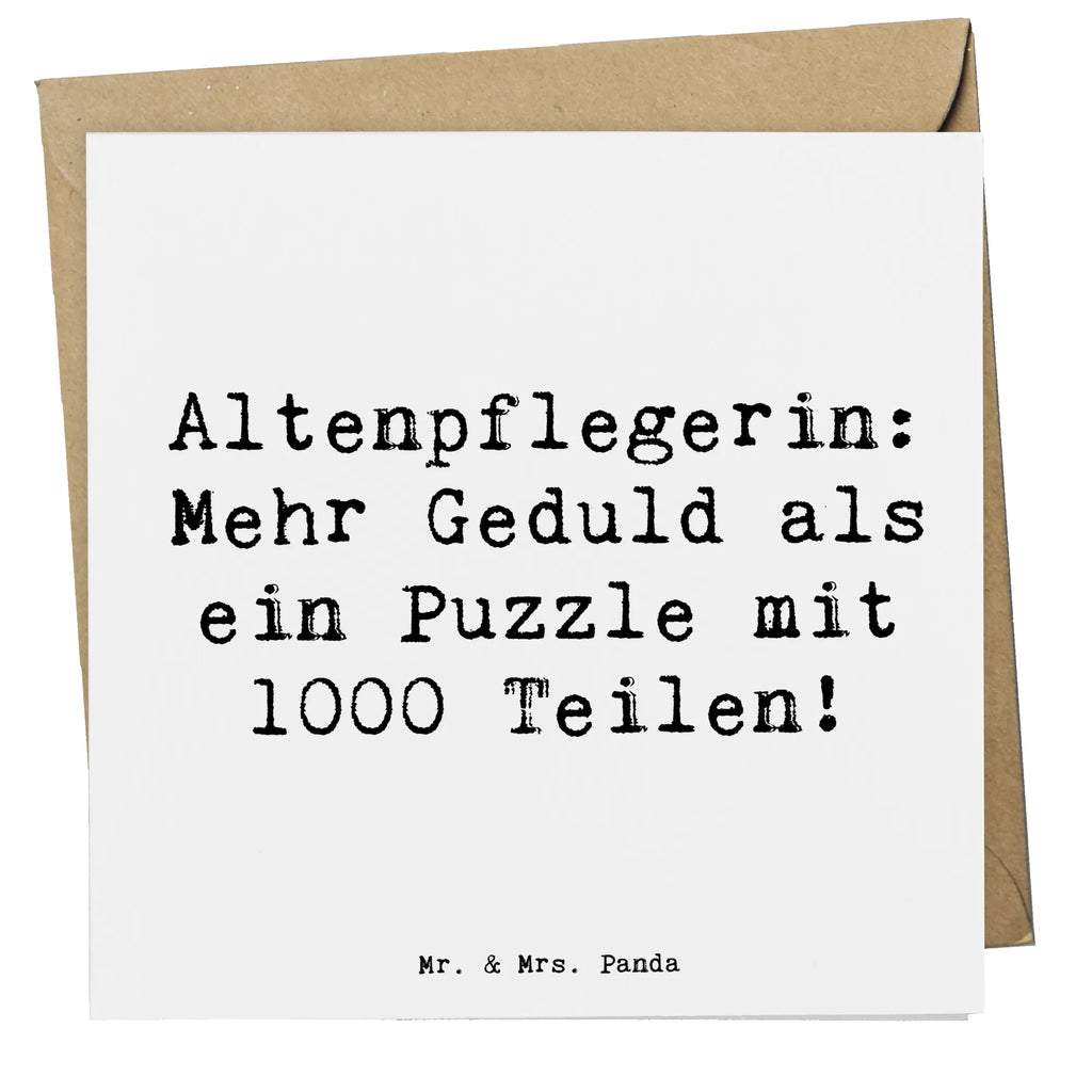 Deluxe Card Saying Altenpflegerin: Mehr Geduld als ein Puzzle mit 1000 Teilen! Klappkarte, Karte, Hochzeitskarte, Glückwunschkarte, Hochwertige Klappkarte, Geburtstagskarte, Einladungskarte, Grußkarte, Hochwertige Grußkarte, Beruf, Ausbildung, Jubiläum, Abschied, Rente, Kollege, Kollegin, Geschenk, Schenken, Arbeitskollege, Mitarbeiter, Firma, Danke, Dankeschön
