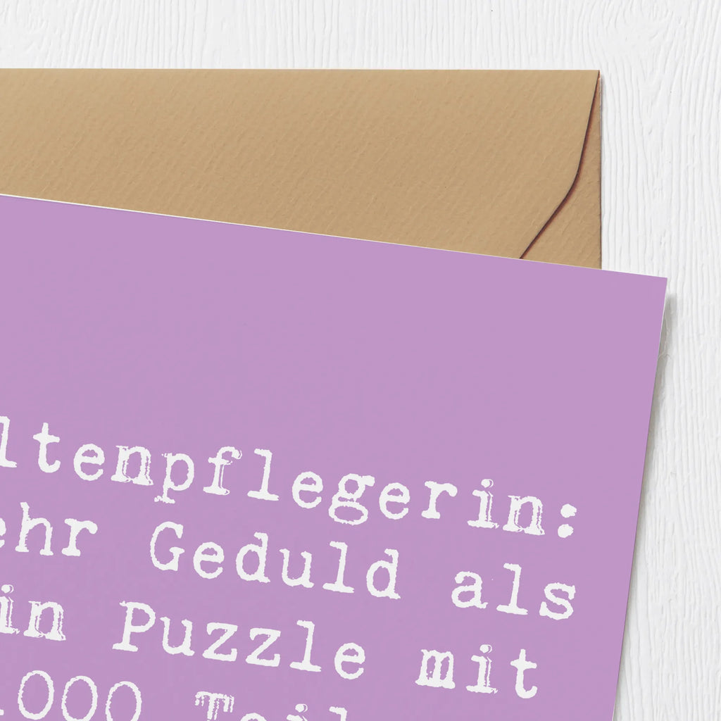 Deluxe Card Saying Altenpflegerin: Mehr Geduld als ein Puzzle mit 1000 Teilen! Klappkarte, Karte, Hochzeitskarte, Glückwunschkarte, Hochwertige Klappkarte, Geburtstagskarte, Einladungskarte, Grußkarte, Hochwertige Grußkarte, Beruf, Ausbildung, Jubiläum, Abschied, Rente, Kollege, Kollegin, Geschenk, Schenken, Arbeitskollege, Mitarbeiter, Firma, Danke, Dankeschön