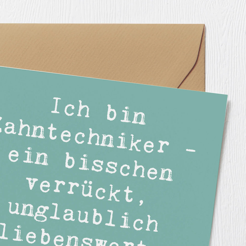 Deluxe Card Saying Ich bin Zahntechniker - ein bisschen verrückt, unglaublich liebenswert, aber immer zahngenau! Karte, Klappkarte, Glückwunschkarte, Einladungskarte, Geburtstagskarte, Hochwertige Klappkarte, Hochzeitskarte, Hochwertige Grußkarte, Grußkarte, Beruf, Ausbildung, Jubiläum, Abschied, Rente, Kollege, Kollegin, Geschenk, Schenken, Arbeitskollege, Mitarbeiter, Firma, Danke, Dankeschön