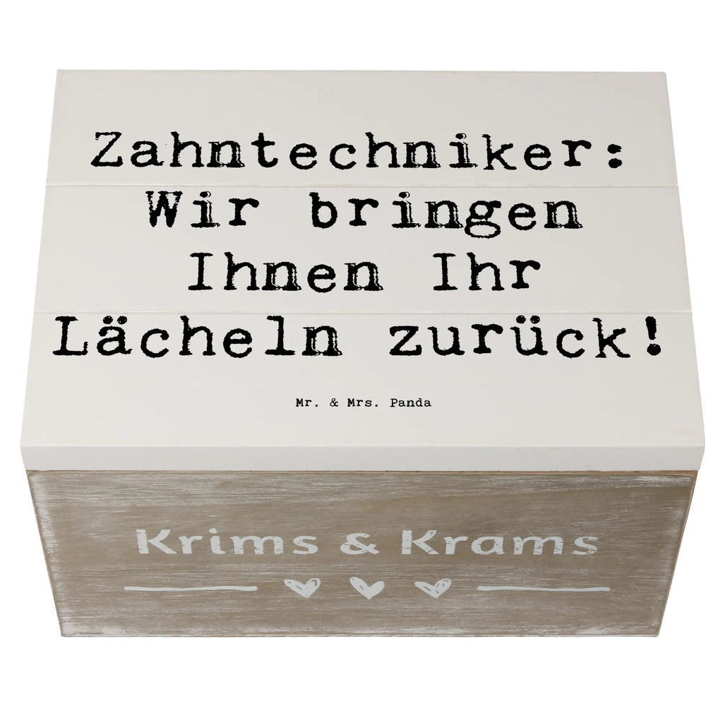 Wooden chest Saying Zahntechniker: Wir bringen Ihnen Ihr Lächeln zurück! Erinnerungskiste, Aufbewahrungsbox, Schatzkiste, Schatulle, Erinnerungsbox, Truhe, XXL, Dekokiste, Geschenkdose, Kiste, Holzkiste, Geschenkbox, Beruf, Ausbildung, Jubiläum, Abschied, Rente, Kollege, Kollegin, Geschenk, Schenken, Arbeitskollege, Mitarbeiter, Firma, Danke, Dankeschön