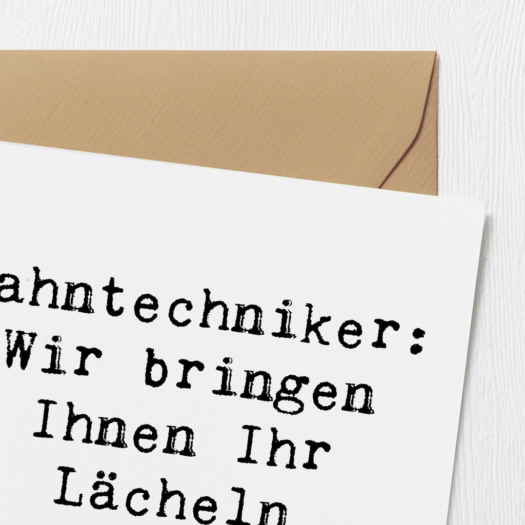 Deluxe Karte Spruch Zahntechniker: Wir bringen Ihnen Ihr Lächeln zurück! doppelkarte, Glückwunschkarte, faltkarte, Grußkarte, Klappkarte, Geschenk, Schenken, Jubiläum, Danke, Dankeschön, Beruf, Ausbildung, Abschied, Rente, Kollege, Kollegin, Arbeitskollege, Mitarbeiter, Firma