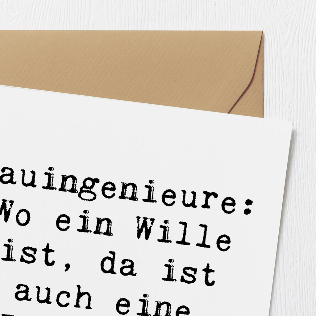 Deluxe Karte Spruch Bauingenieure: Wo ein Wille ist, da ist auch eine Baustelle. Geburtstagskarte, Hochwertige Klappkarte, Glückwunschkarte, Karte, Grußkarte, Hochzeitskarte, Klappkarte, Einladungskarte, Hochwertige Grußkarte, Beruf, Ausbildung, Jubiläum, Abschied, Rente, Kollege, Kollegin, Geschenk, Schenken, Arbeitskollege, Mitarbeiter, Firma, Danke, Dankeschön