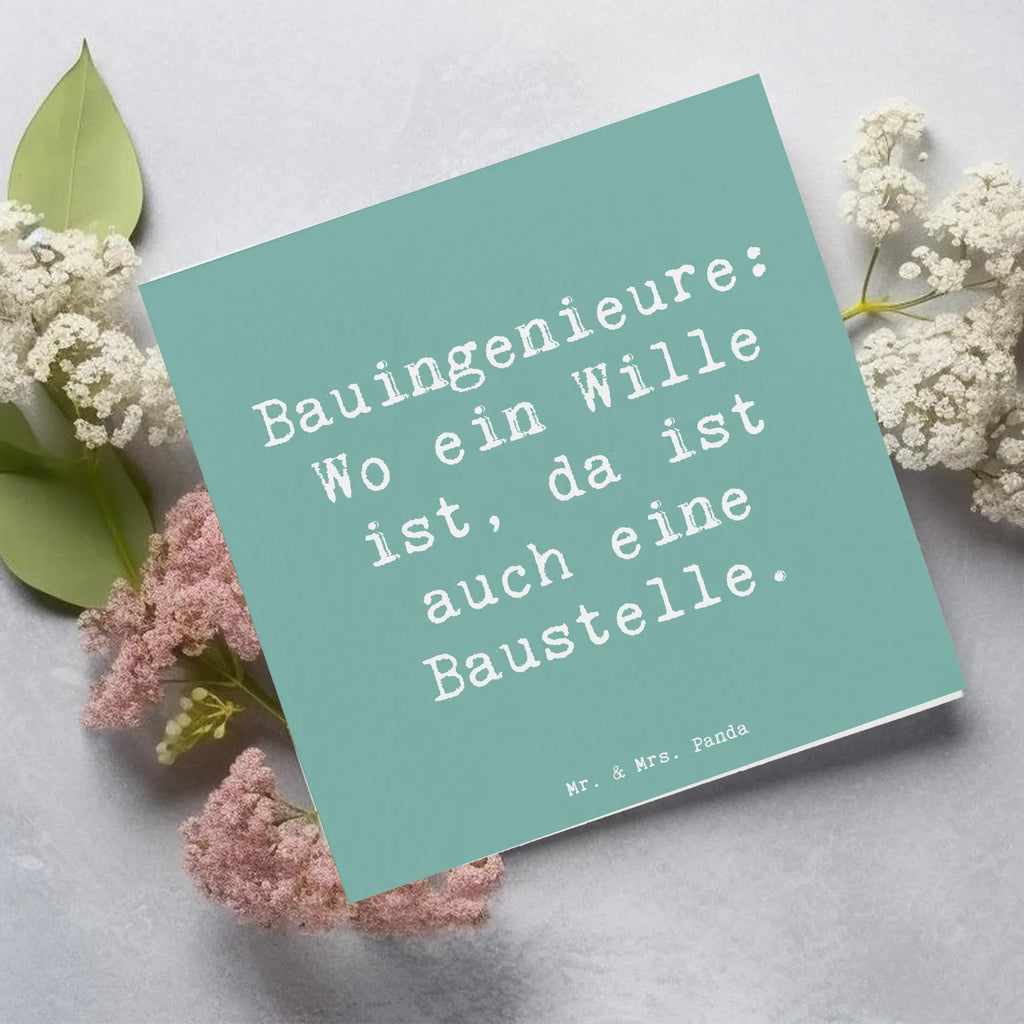 Deluxe Karte Spruch Bauingenieure: Wo ein Wille ist, da ist auch eine Baustelle. Geburtstagskarte, Hochwertige Klappkarte, Glückwunschkarte, Karte, Grußkarte, Hochzeitskarte, Klappkarte, Einladungskarte, Hochwertige Grußkarte, Beruf, Ausbildung, Jubiläum, Abschied, Rente, Kollege, Kollegin, Geschenk, Schenken, Arbeitskollege, Mitarbeiter, Firma, Danke, Dankeschön