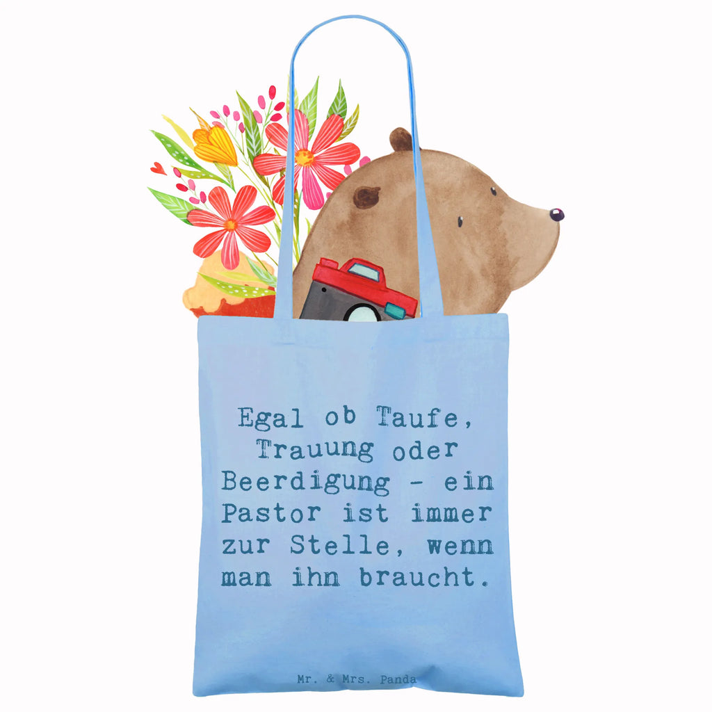 Tote bag Saying Egal ob Taufe, Trauung oder Beerdigung - ein Pastor ist immer zur Stelle, wenn man ihn braucht. Beuteltasche, Beutel, Einkaufstasche, Jutebeutel, Stoffbeutel, Tasche, Shopper, Umhängetasche, Strandtasche, Schultertasche, Stofftasche, Tragetasche, Badetasche, Jutetasche, Einkaufstüte, Laptoptasche, Beruf, Ausbildung, Jubiläum, Abschied, Rente, Kollege, Kollegin, Geschenk, Schenken, Arbeitskollege, Mitarbeiter, Firma, Danke, Dankeschön
