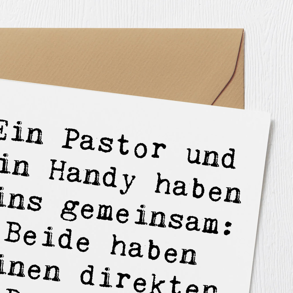 Deluxe Karte Spruch Ein Pastor und ein Handy haben eins gemeinsam: Beide haben einen direkten Draht nach oben! Einladungskarte, Hochzeitskarte, Karte, Hochwertige Klappkarte, Glückwunschkarte, Hochwertige Grußkarte, Klappkarte, Grußkarte, Geburtstagskarte, Beruf, Ausbildung, Jubiläum, Abschied, Rente, Kollege, Kollegin, Geschenk, Schenken, Arbeitskollege, Mitarbeiter, Firma, Danke, Dankeschön