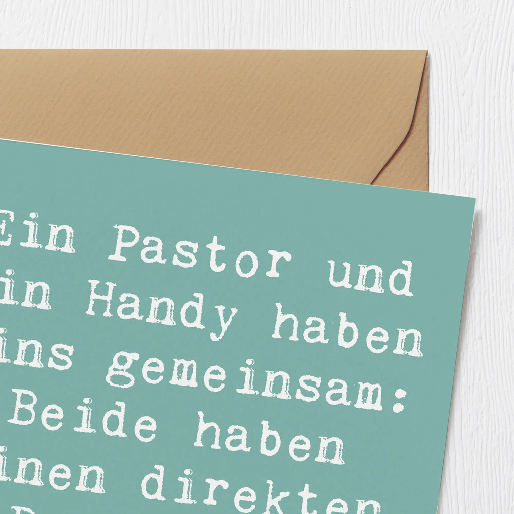 Deluxe Karte Spruch Ein Pastor und ein Handy haben eins gemeinsam: Beide haben einen direkten Draht nach oben! Einladungskarte, Hochzeitskarte, Karte, Hochwertige Klappkarte, Glückwunschkarte, Hochwertige Grußkarte, Klappkarte, Grußkarte, Geburtstagskarte, Beruf, Ausbildung, Jubiläum, Abschied, Rente, Kollege, Kollegin, Geschenk, Schenken, Arbeitskollege, Mitarbeiter, Firma, Danke, Dankeschön